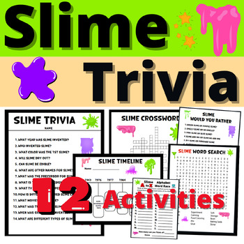 Slime Trivia Activities Worksheets Timeline Crossword Resource TPT
