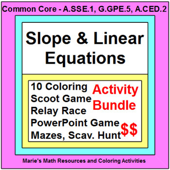 Preview of SLOPE: ACTIVITES BUNDLE 88 BOOM "DIGITAL" TASK CARDS, 12 COLOR, POWERPOINT GAME