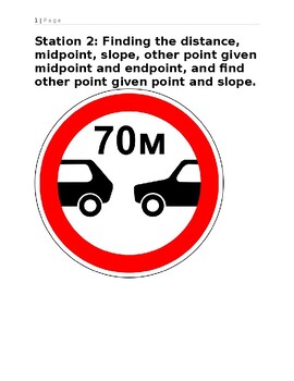 Preview of Slope, Distance and Midpoint Station Activity