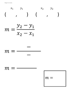 Preview of Slope Formula Graphic Organizer (BONUS: Solve for b using y=mx+b)