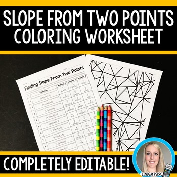 Slope From Two Points Coloring Worksheet - Editable by Lindsay Perro