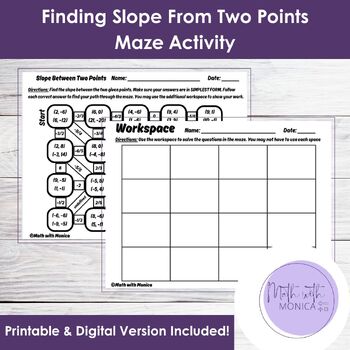 Preview of Slope From Two Points Maze Activity - Printable and Digital Versions