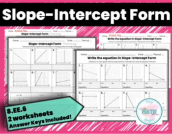 Preview of Slope-Intercept Form | BUNDLE | 8.EE.6 | Writing/Matching equations from graphs