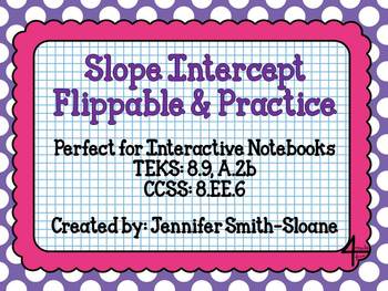 Preview of Slope Intercept Form Flippable and Practice for Interactive Notebooks