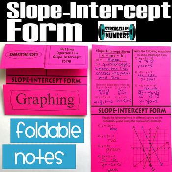 slope intercept form foldable
 Slope-Intercept Form Small Foldable Notes Interactive Notebook