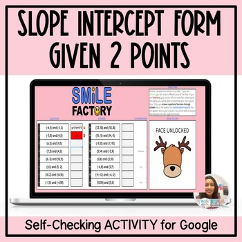 Preview of Slope Intercept Form Given 2 Points Digital Self Checking Activity Winter Math