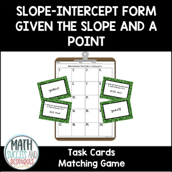Preview of Slope-Intercept Form Given the Slope and a Point Task Cards Matching Game