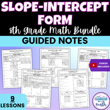 Preview of Slope-Intercept Form Guided Notes Lessons BUNDLE 8th Math Pre-Algebra
