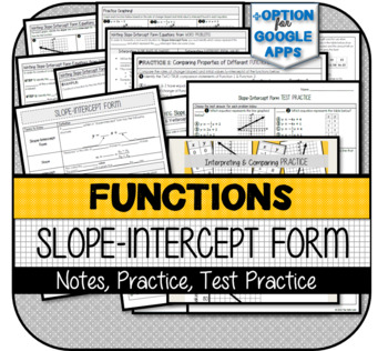 Preview of Slope-Intercept Form NOTES, PRACTICE, TEST PRACTICE