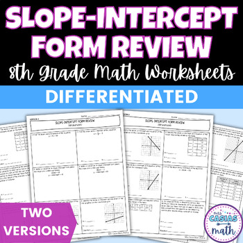 Preview of Slope-Intercept Form Review Differentiated Worksheets