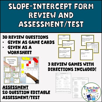 Preview of Slope-Intercept Form Review and Assessment/Test