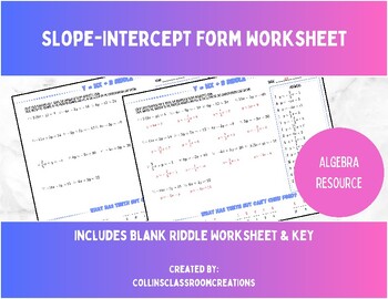 Preview of Slope-Intercept Form Riddle | Solve Equations for Y