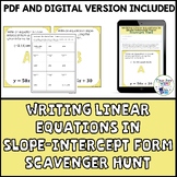 Writing Linear Equations in Slope-Intercept Form Scavenger Hunt