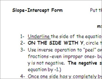 Preview of Slope-Intercept Form:  Solving for Y