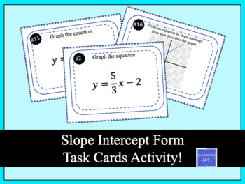 Preview of Slope Intercept Form Task Cards