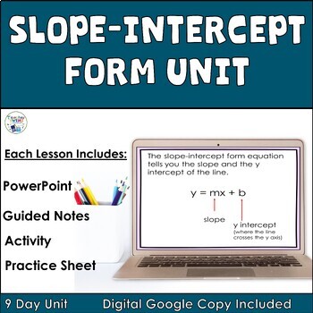 Preview of Slope-Intercept Form Graphing and Writing Linear Equations 8th Grade Math Unit