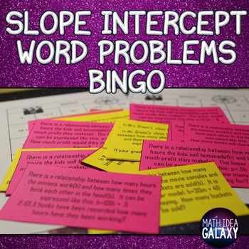 Preview of Slope Intercept Form Word Problems Bingo