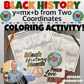 Preview of Slope-Intercept Form from Two Coordinates Black History / MLK Coloring Activity