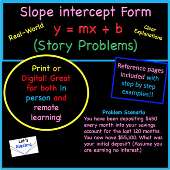 Preview of y=mx+b (Slope Intercept Form - Story Problems)