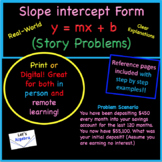 y=mx+b (Slope Intercept Form - Story Problems)