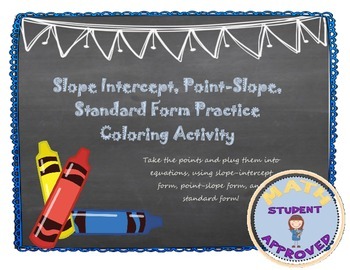 Preview of Slope Intercept, Point-Slope, Standard Form Practice Coloring Activity