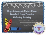 Slope Intercept, Point-Slope, Standard Form Practice Color