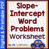Slope Intercept Word Problems Matching Worksheet