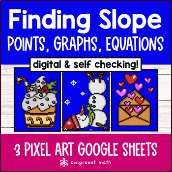 Preview of Slope Linear Functions | Points, Graphs, Equations | Digital Pixel Art