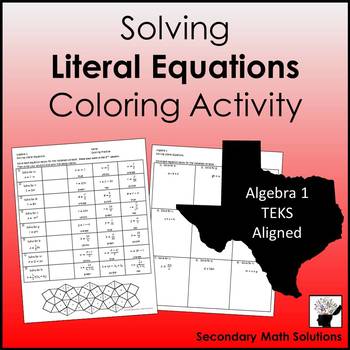 Preview of Literal Equations Coloring Activity