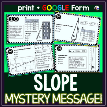 Preview of Slope MYSTERY MESSAGE! Task Cards Activity - print and digital