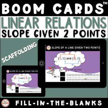 Preview of Slope Of A Line From Two Points Scaffolded Math Activity Digital Boom Cards™