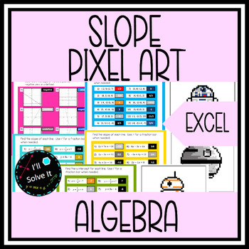 Preview of Slope | Pixel Art | Excel | No-prep | Linear Equations | Algebra