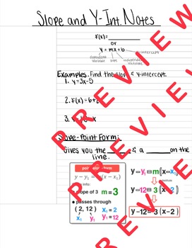 Preview of Slope Scaffolded Cornell Notes