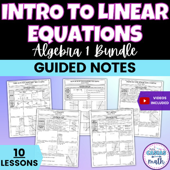 Preview of Slope, Slope-Intercept Form & Linear Equation Graphs Guided Notes Lessons BUNDLE