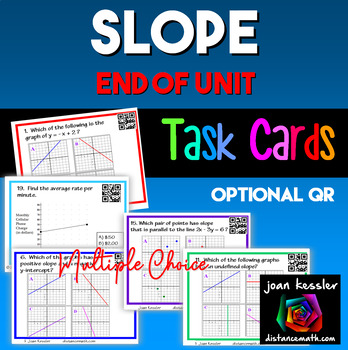 Preview of Slope Task Cards End of Unit with optional QR