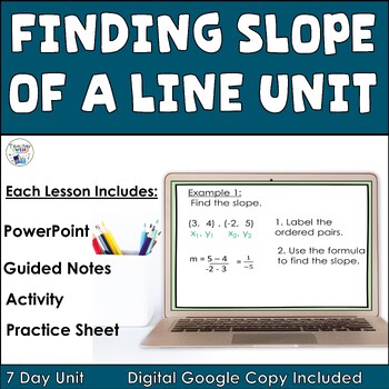 Preview of Finding Slope of a Line 8th Grade Math Lessons Unit
