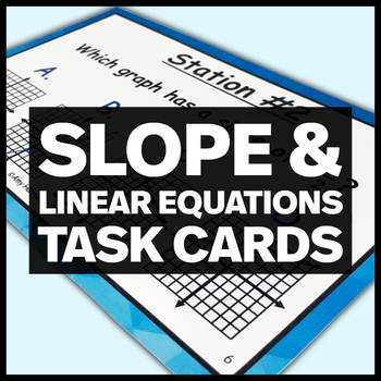 Preview of 8.EE.B.6 Slope and Linear Equations Task Cards - Middle School Math Stations