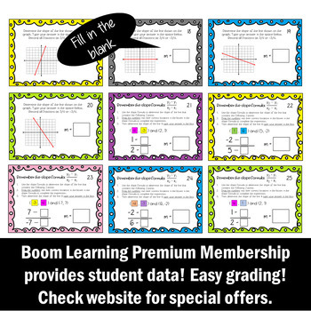 Slope and Rate of Change Boom Cards Distance Learning by Mandy's Math World