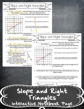 Preview of Slope and Right Triangles Notes Handout + Distance Learning
