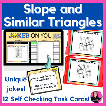 Preview of Slope and Similar Triangles Task Cards Printable and Digital Activity