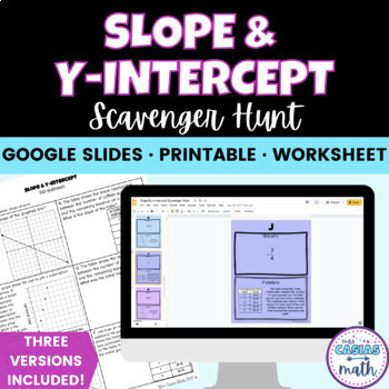 Preview of Slope and Y-Intercept Activity Scavenger Hunt Digital and Printable