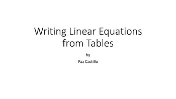 Preview of Finding Slope from Tables - Writing Linear Equations