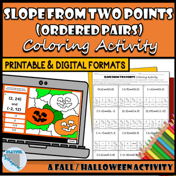 Preview of Slope from Two Points Fall/Halloween Coloring Activity (Print & Digital)