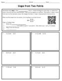 Using Slope Formula with QR Code to Video Notes (TEKS 8.4C