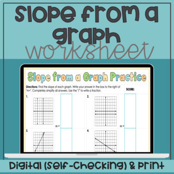 Preview of Slope from a Graph PDF & Digital Self-Checking Worksheet