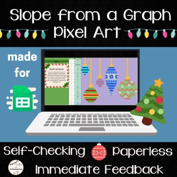 Preview of Slope from a Graph Pixel Art - Digital Math Activity - Christmas Themed