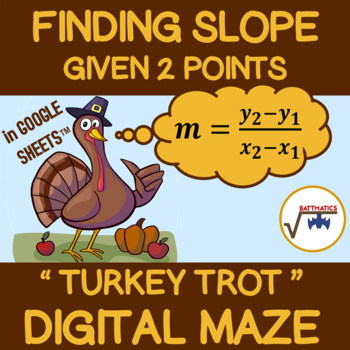 Preview of Slope given 2 Points DIGITAL MAZE | THANKSGIVING | DISTANCE | SELF-CHECKING