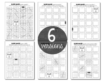 Slope (given graphs, equations, ordered pairs, and tables) Mazes