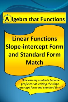 Preview of Slope-intercept and Standard Form Match with Worked-Out Answers *DISTANCE LEARNI