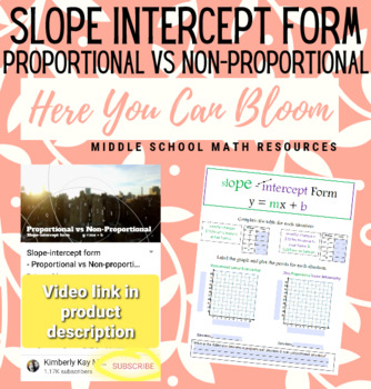 Preview of Slope-intercept form: Proportional vs Non Video & Virtual Editable Notes